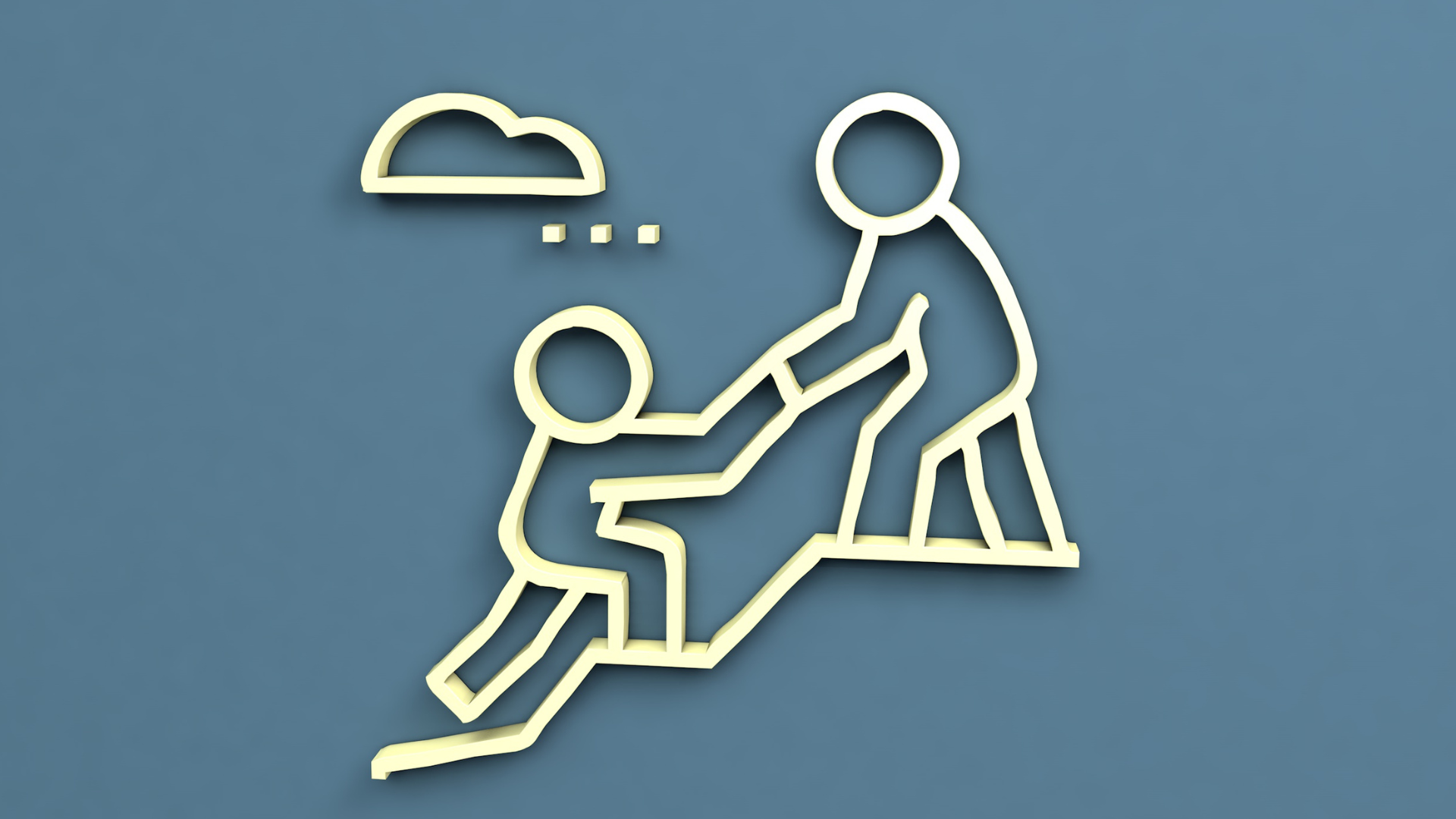 A image of someone helping another person up stairs representing a business mentor relationship