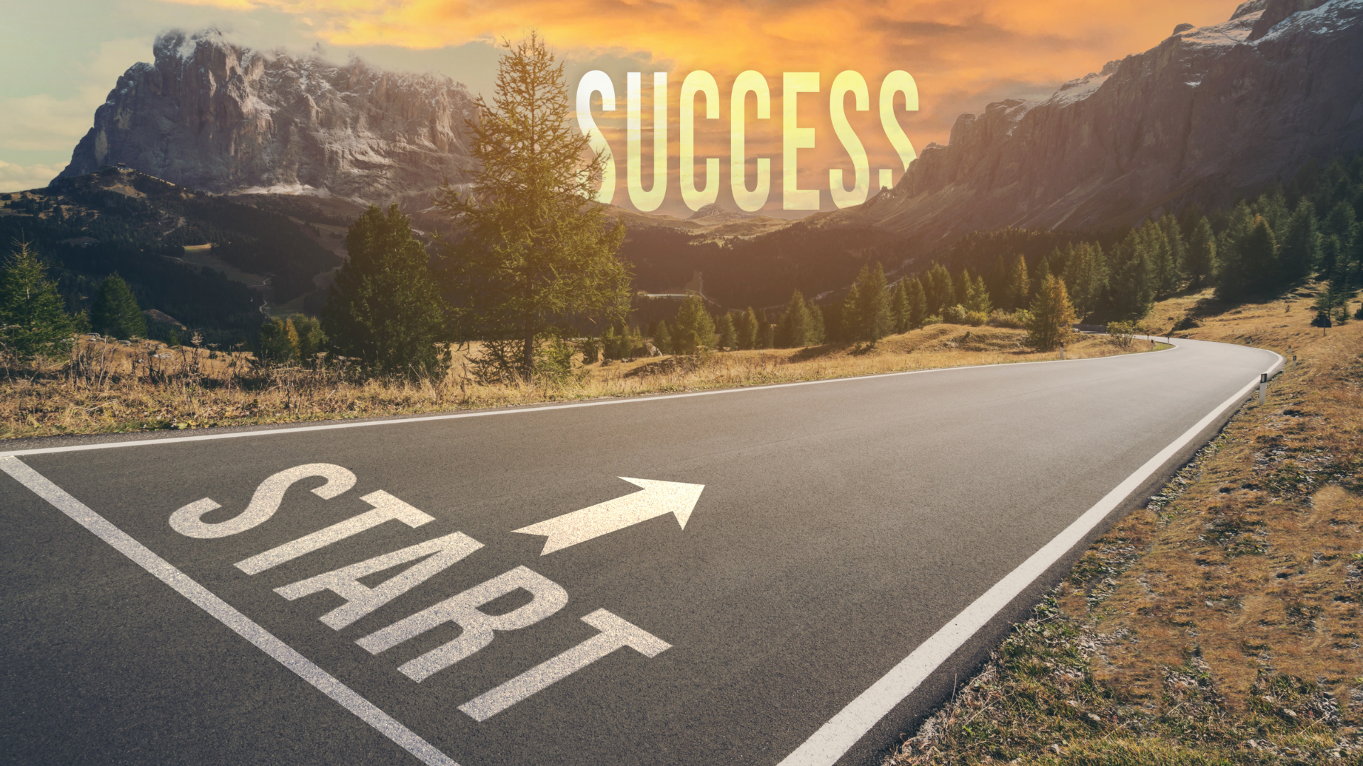 83 Picture of a road leading to the mountains representing starting the road to success